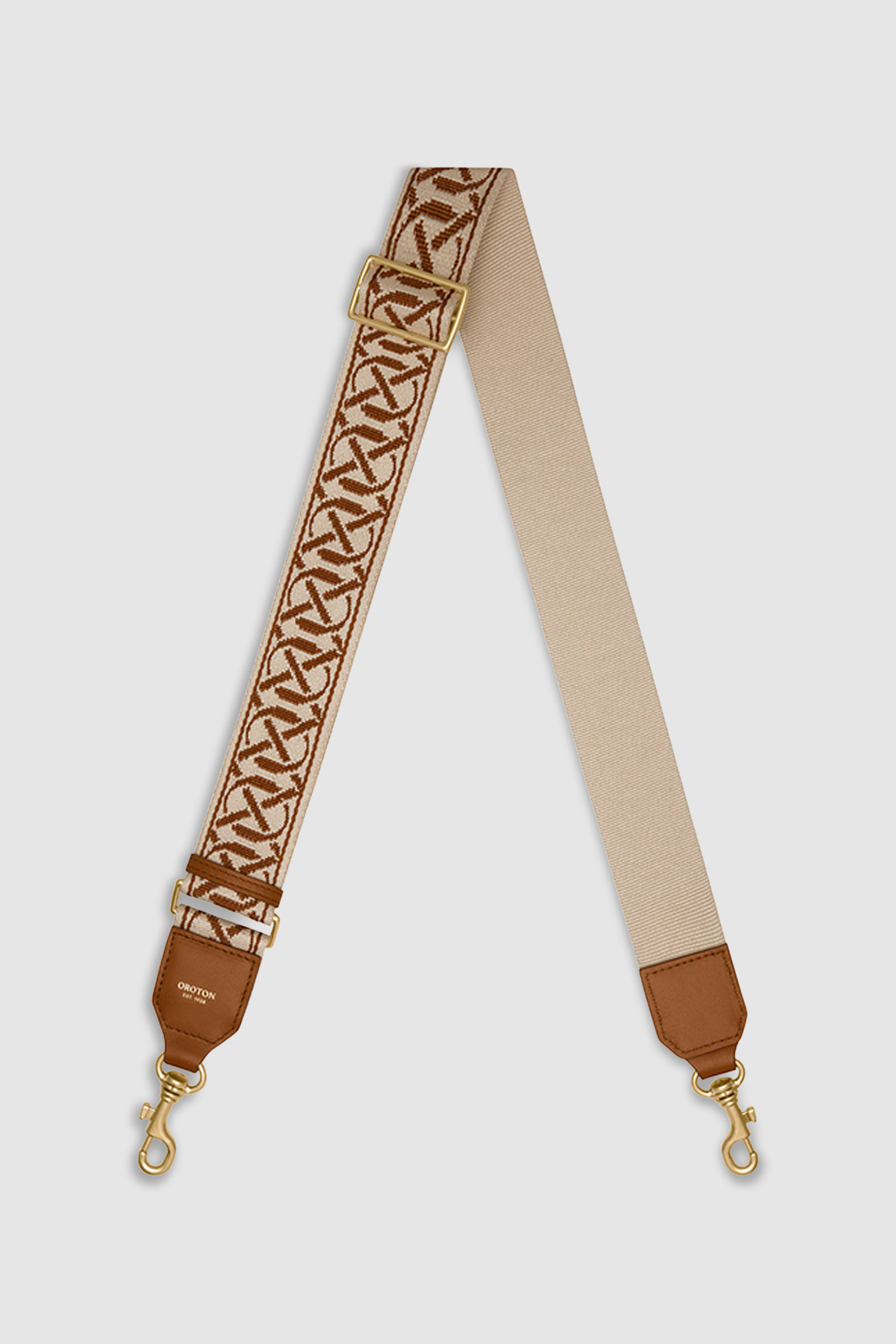 Logo Bag Strap Cognac Ecru Oroton