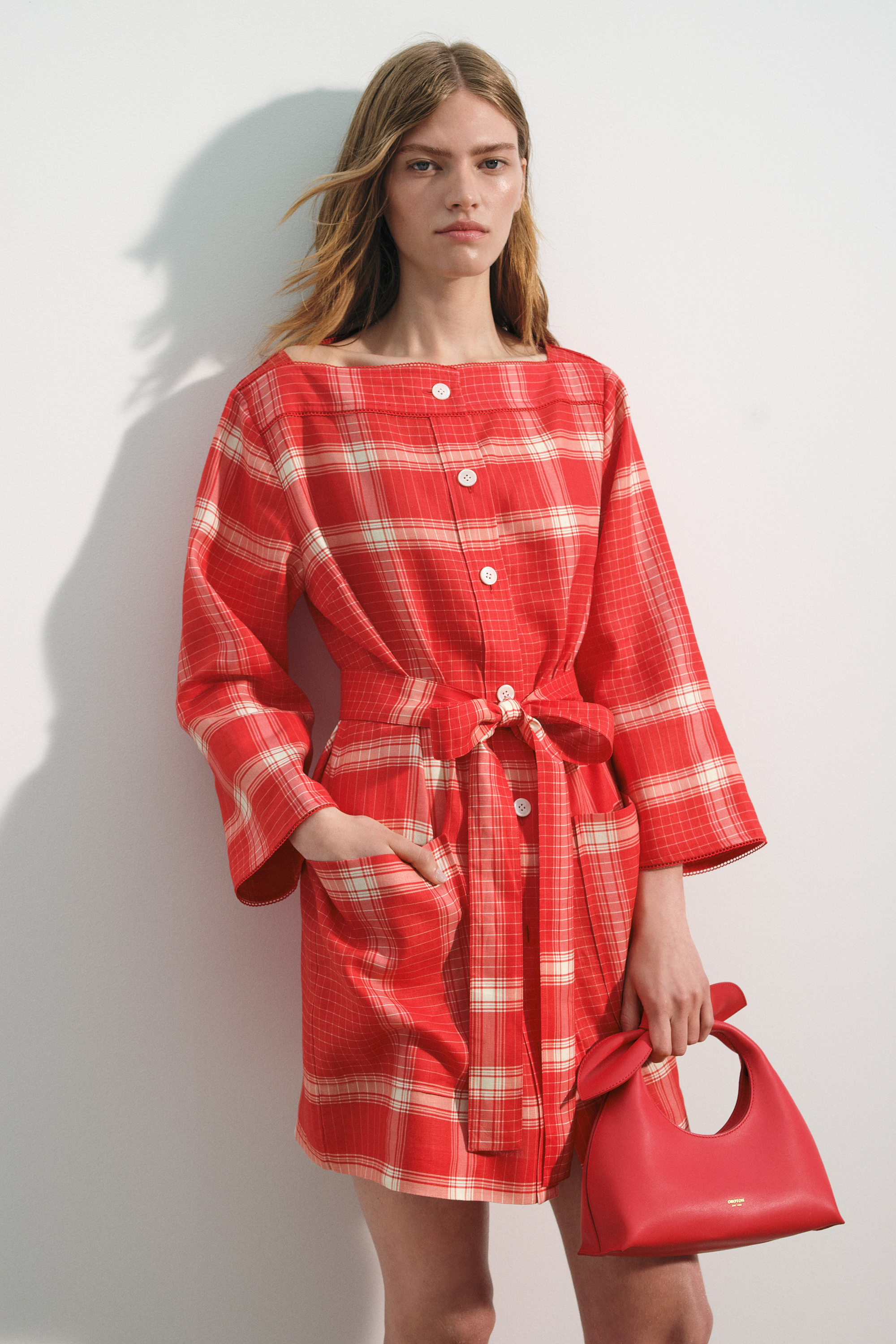 Vintage Check Tunic Dress - Ribbon Red | Oroton