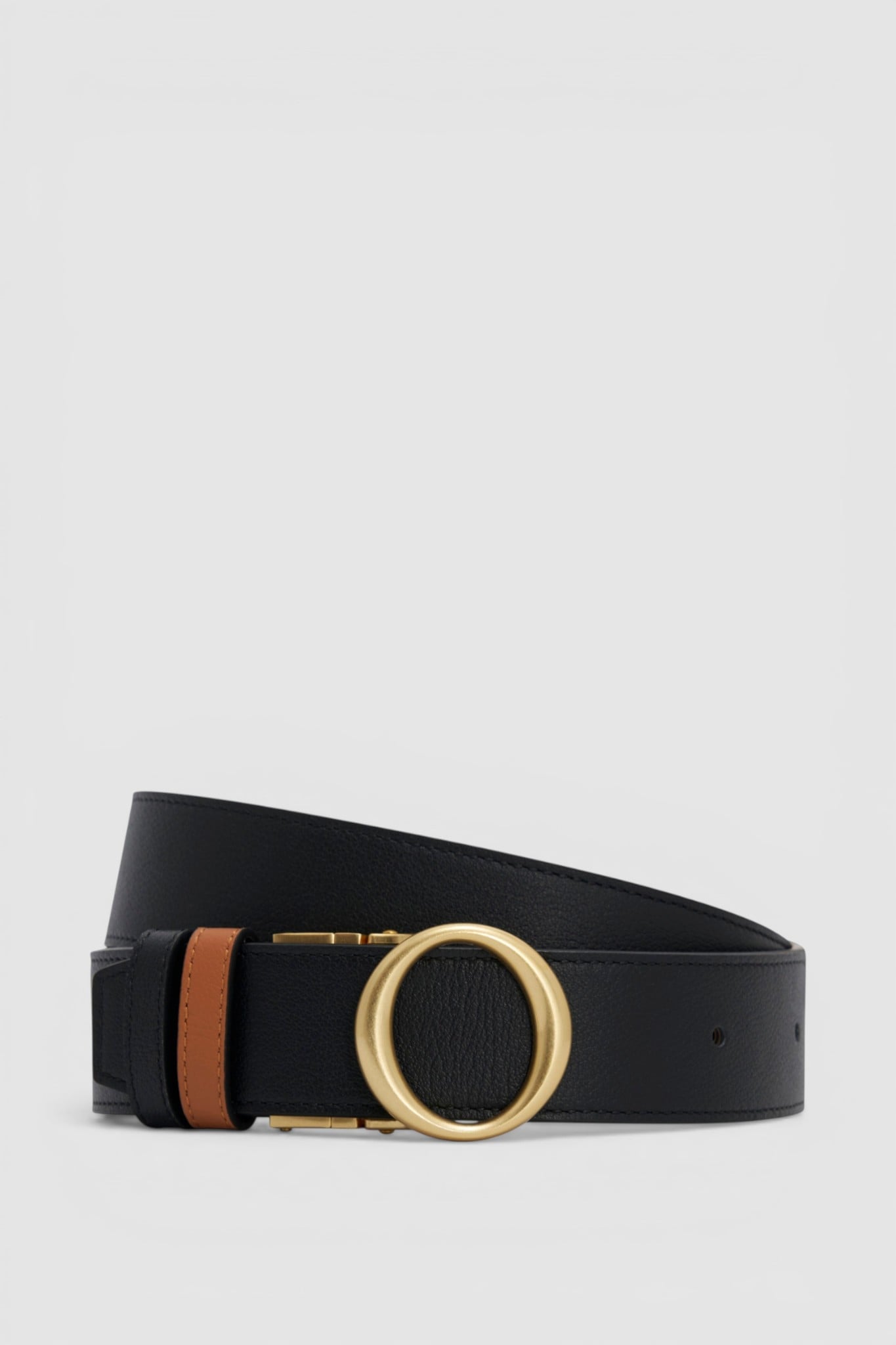 Ali Wide Reversible Belt - Black/Cognac | Oroton