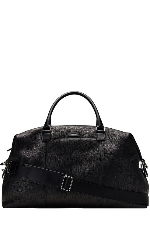 black leather overnight bag mens